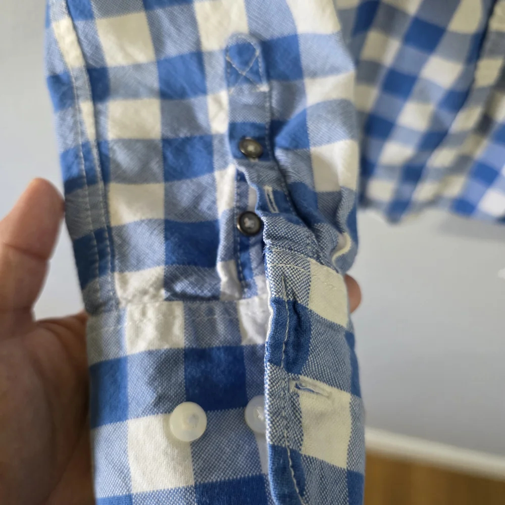 American Eagle Blue & White Plaid Button-Up Shirt β Size 0 β 100% Cotton Womens - Picture 5 of 16
